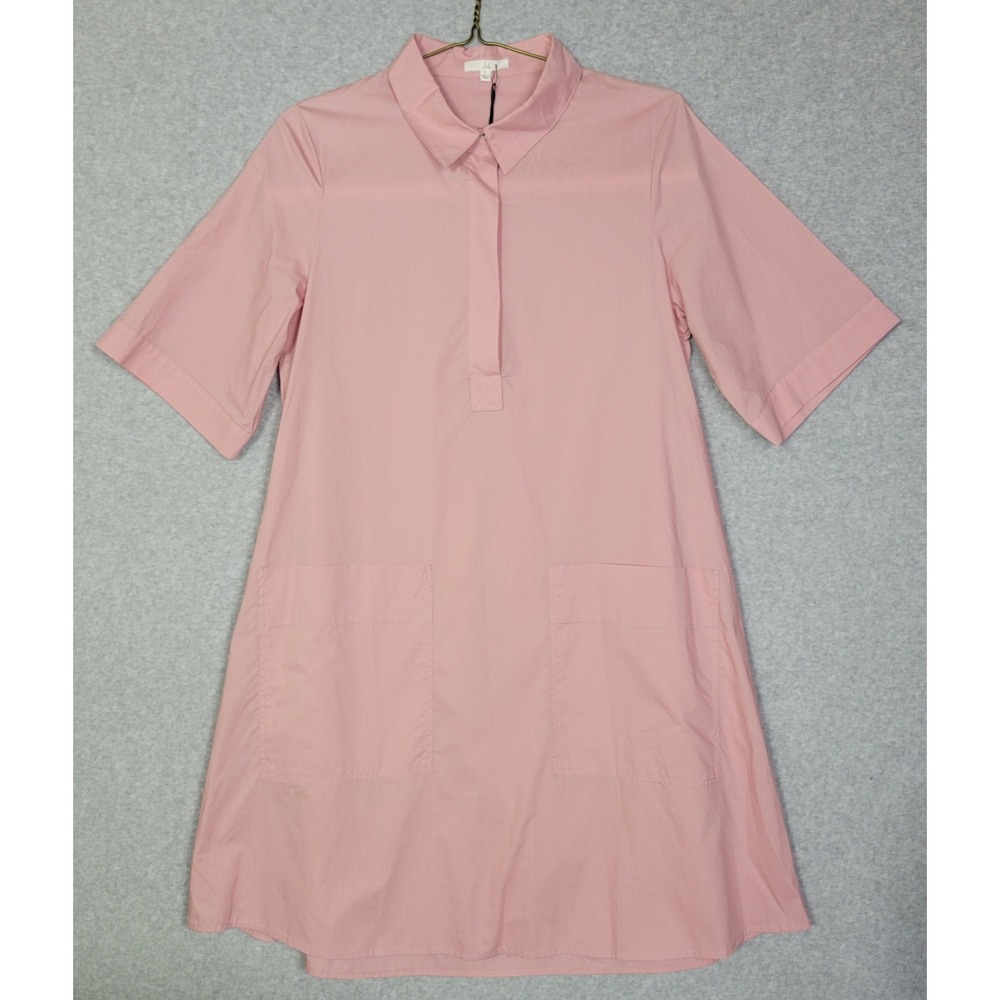 Joh Apparel Winnie Shirt Dress Blush Pink Cotton Poplin Shift Short Sleeve NEW L